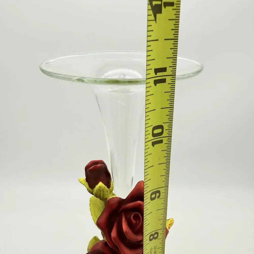 Single Rose Flower Vase With Ceramic Roses On The Side